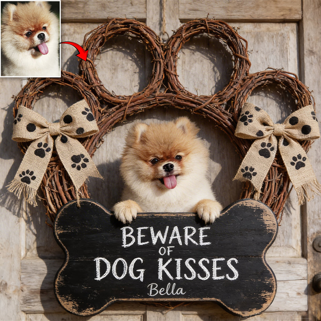 Custom From Any Photo, Beware Of Dog Kisses - Personalized Dog Acrylic Sign