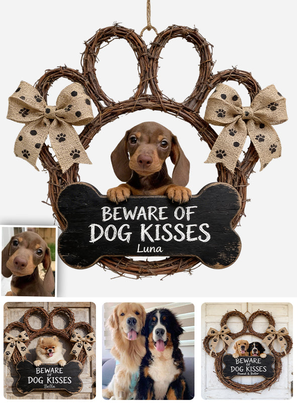 Custom From Any Photo, Beware Of Dog Kisses - Personalized Dog Acrylic Sign