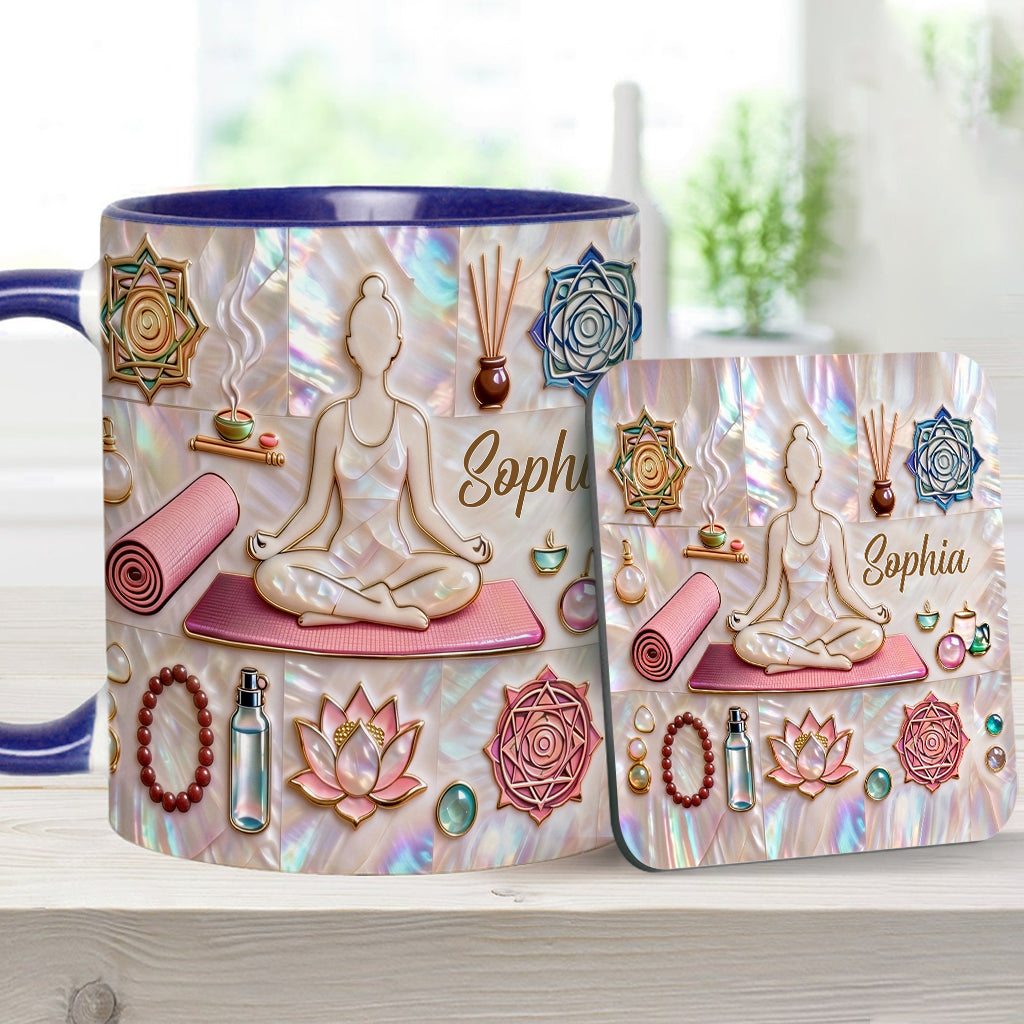 Peace Love Yoga - Personalized Yoga Accent Mug & Coaster