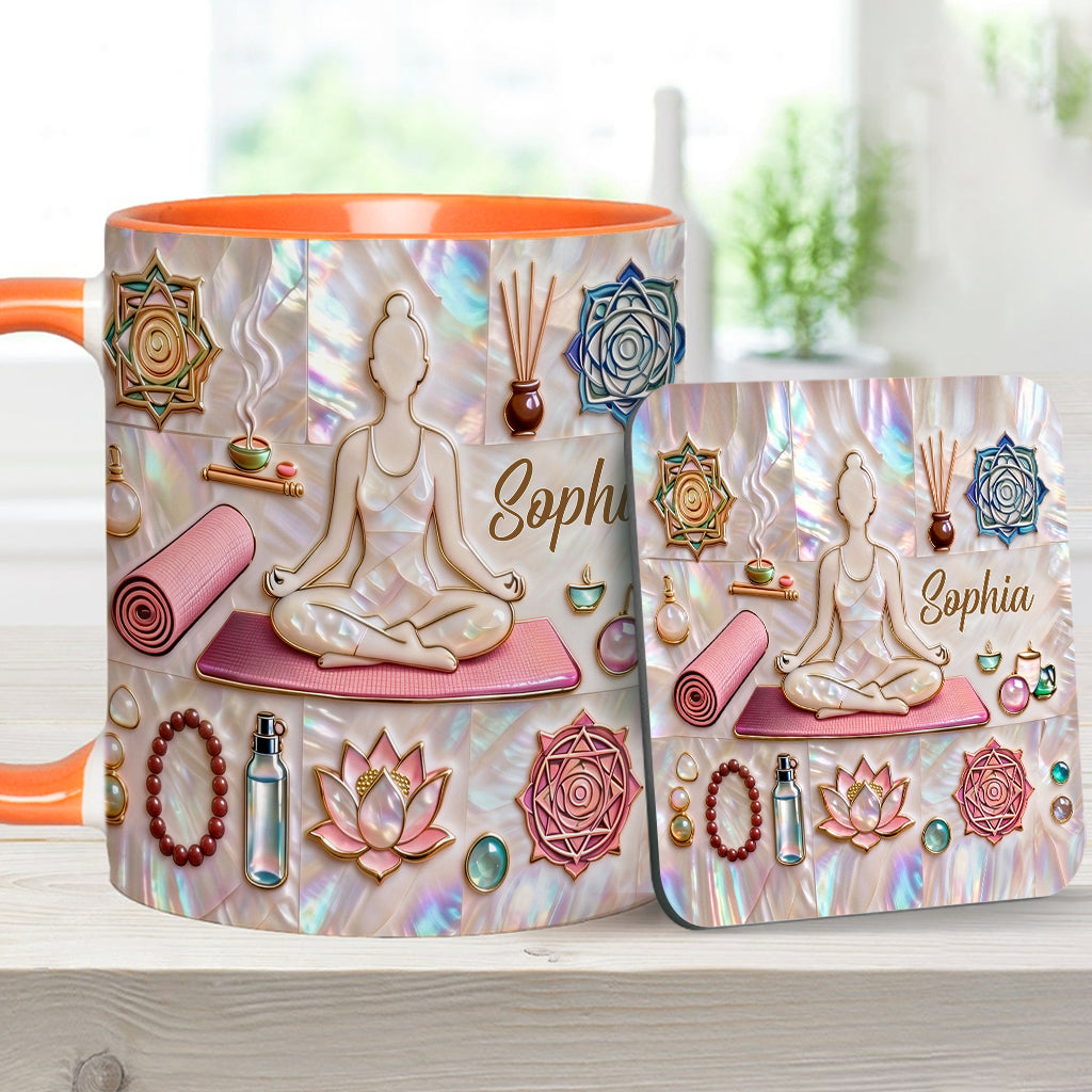 Peace Love Yoga - Personalized Yoga Accent Mug & Coaster