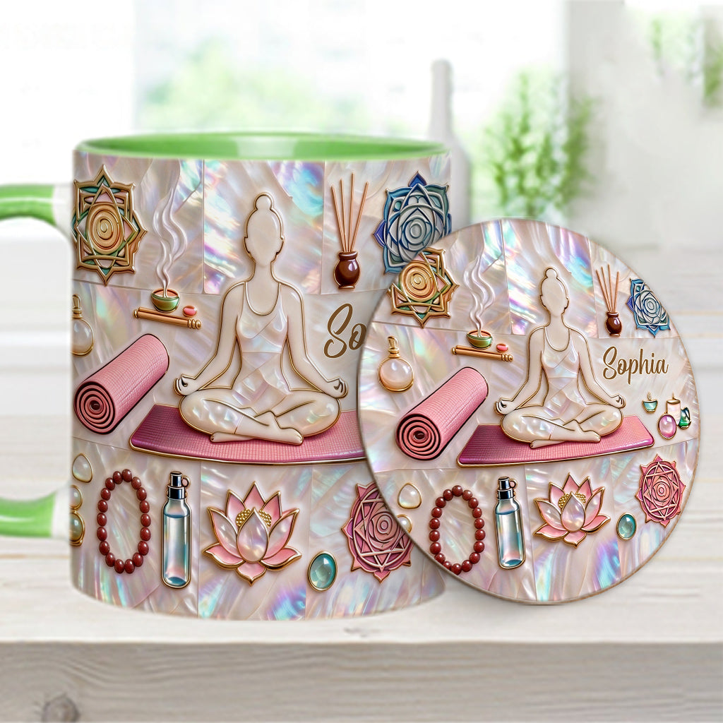 Peace Love Yoga - Personalized Yoga Accent Mug & Coaster