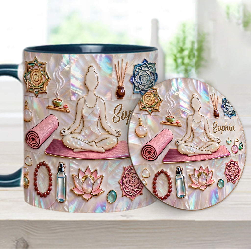 Peace Love Yoga - Personalized Yoga Accent Mug & Coaster