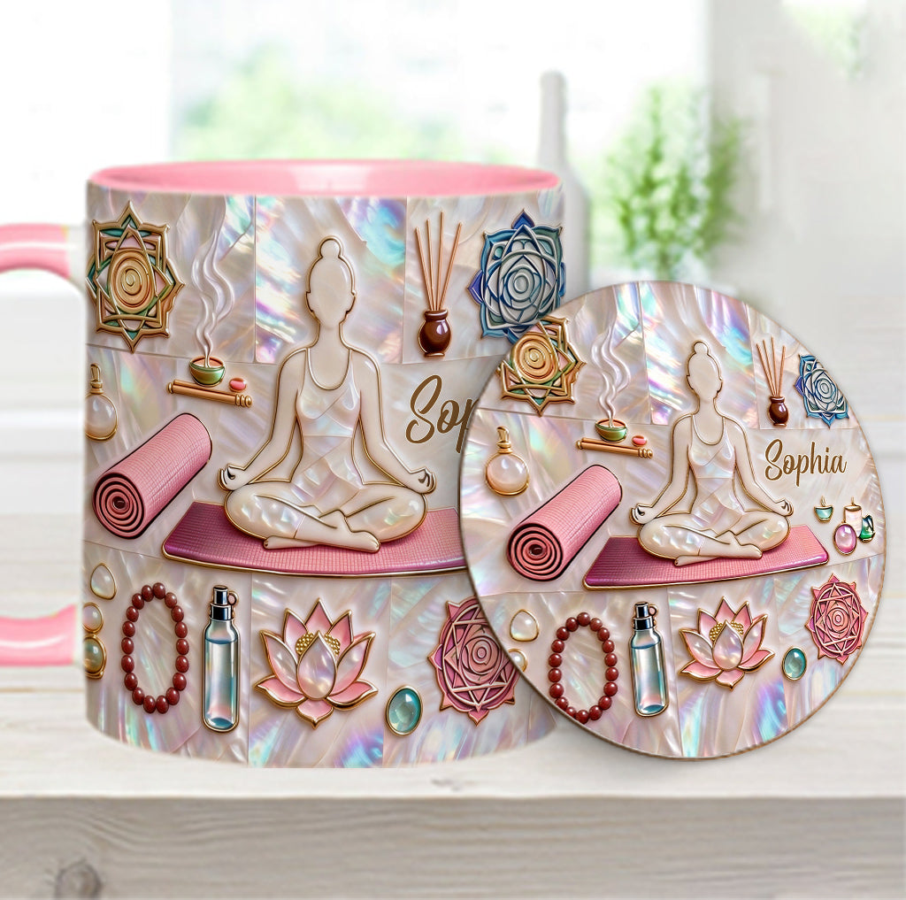 Peace Love Yoga - Personalized Yoga Accent Mug & Coaster
