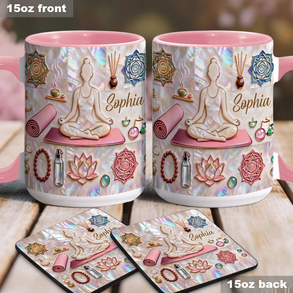 Peace Love Yoga - Personalized Yoga Accent Mug & Coaster