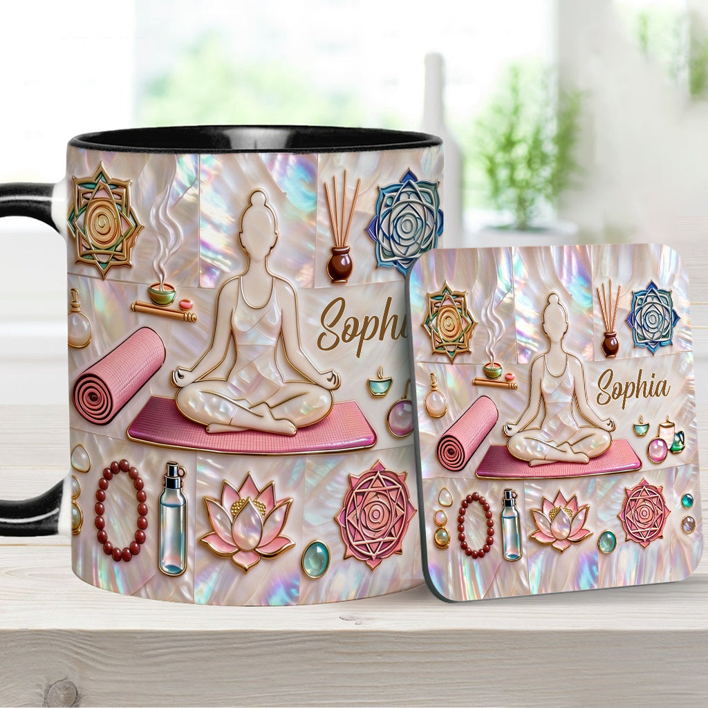 Peace Love Yoga - Personalized Yoga Accent Mug & Coaster