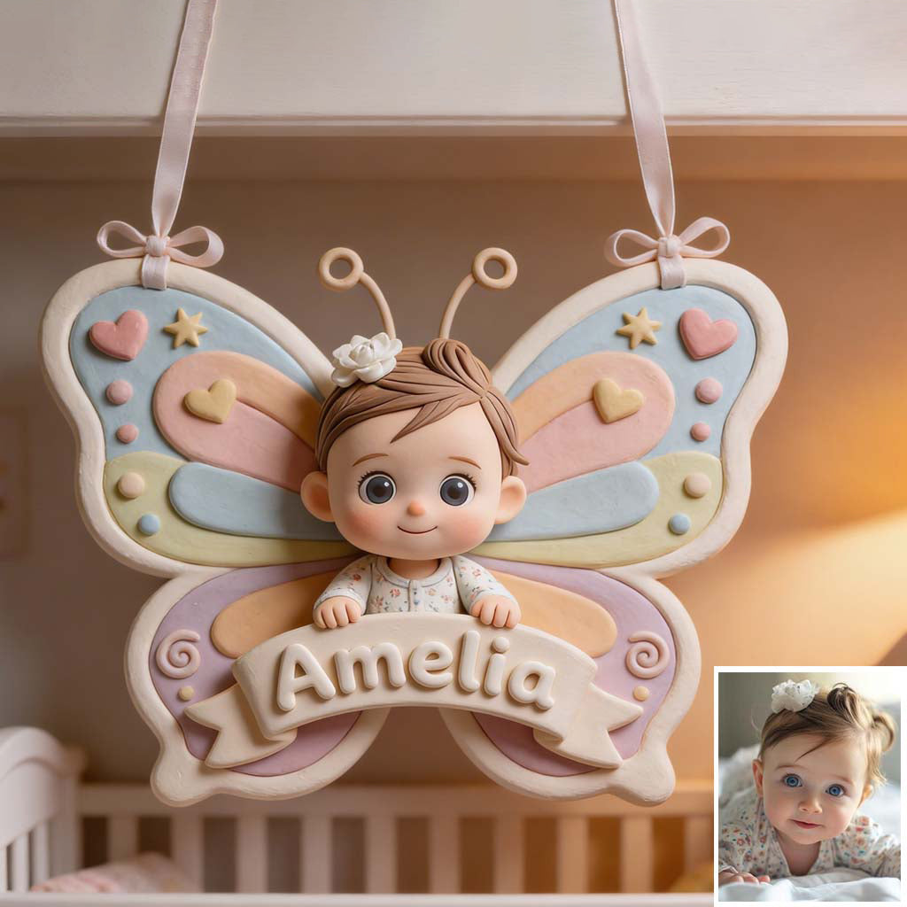 Butterfly Wings - Personalized Kid Custom Shaped Wood Sign