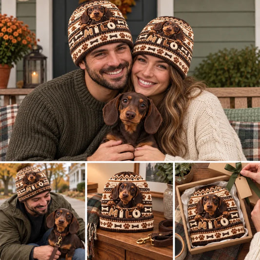 Cute Pet Gift For Dog Lovers, Cat Lovers - Personalized Dog Beanie Hat