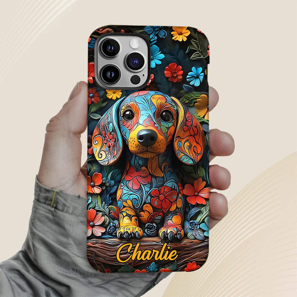 Love Dachshund - Personalized Dog Full Print Phone Case