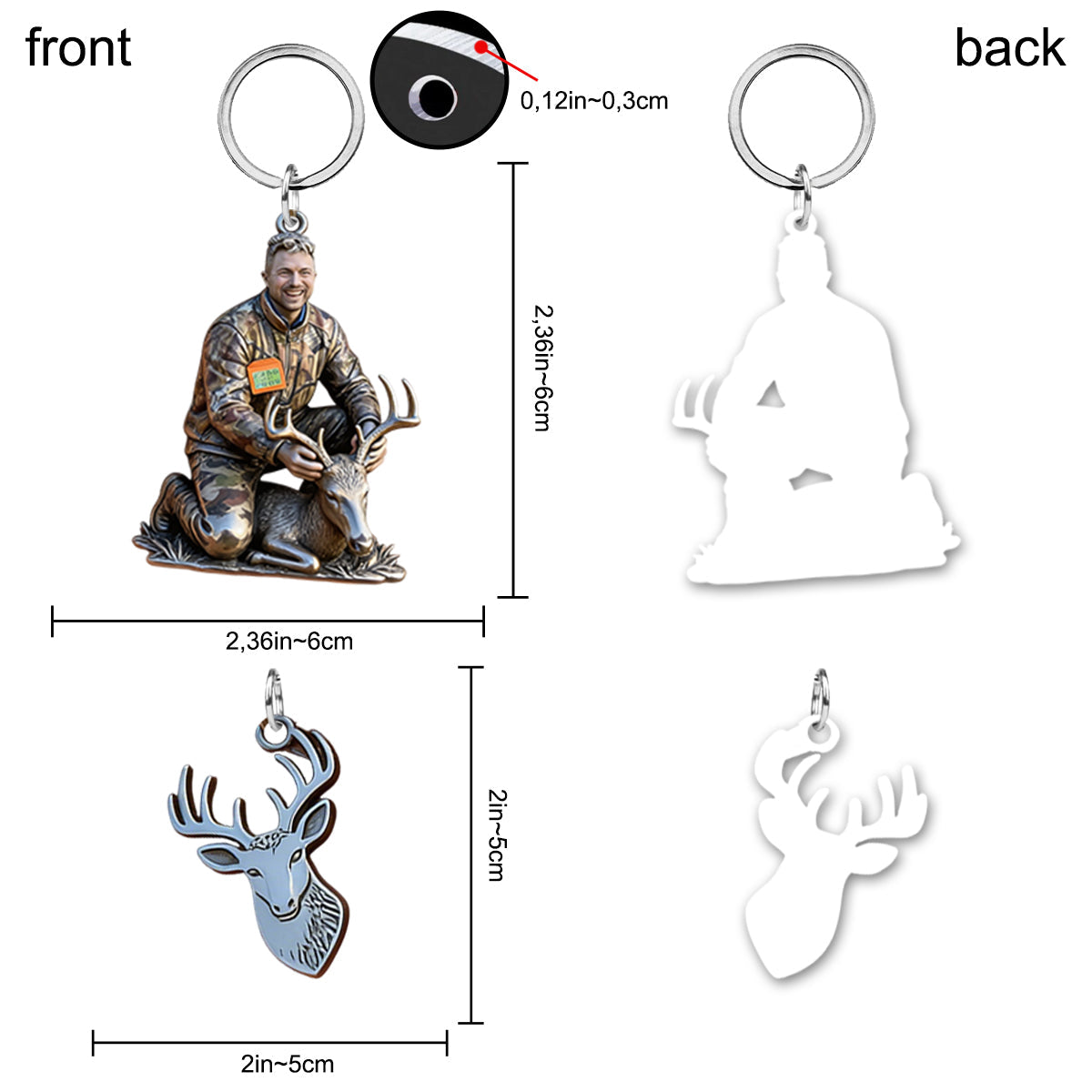 Porte-clés personnalisé à partir de n'importe quelle photo - Porte-clés de chasse personnalisé avec breloques