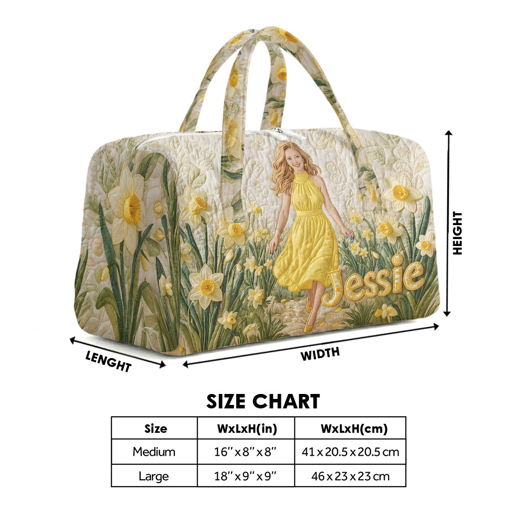 Birth Month Flower - Personalized Self Love Quilted Duffle Bag