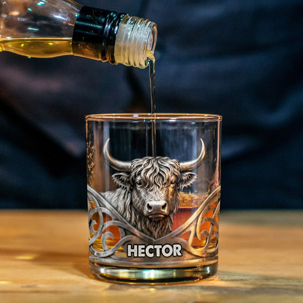 Highland Cow - Personalized Highland Cow Whiskey Glass