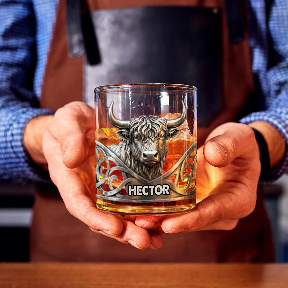 Highland Cow - Personalized Highland Cow Whiskey Glass