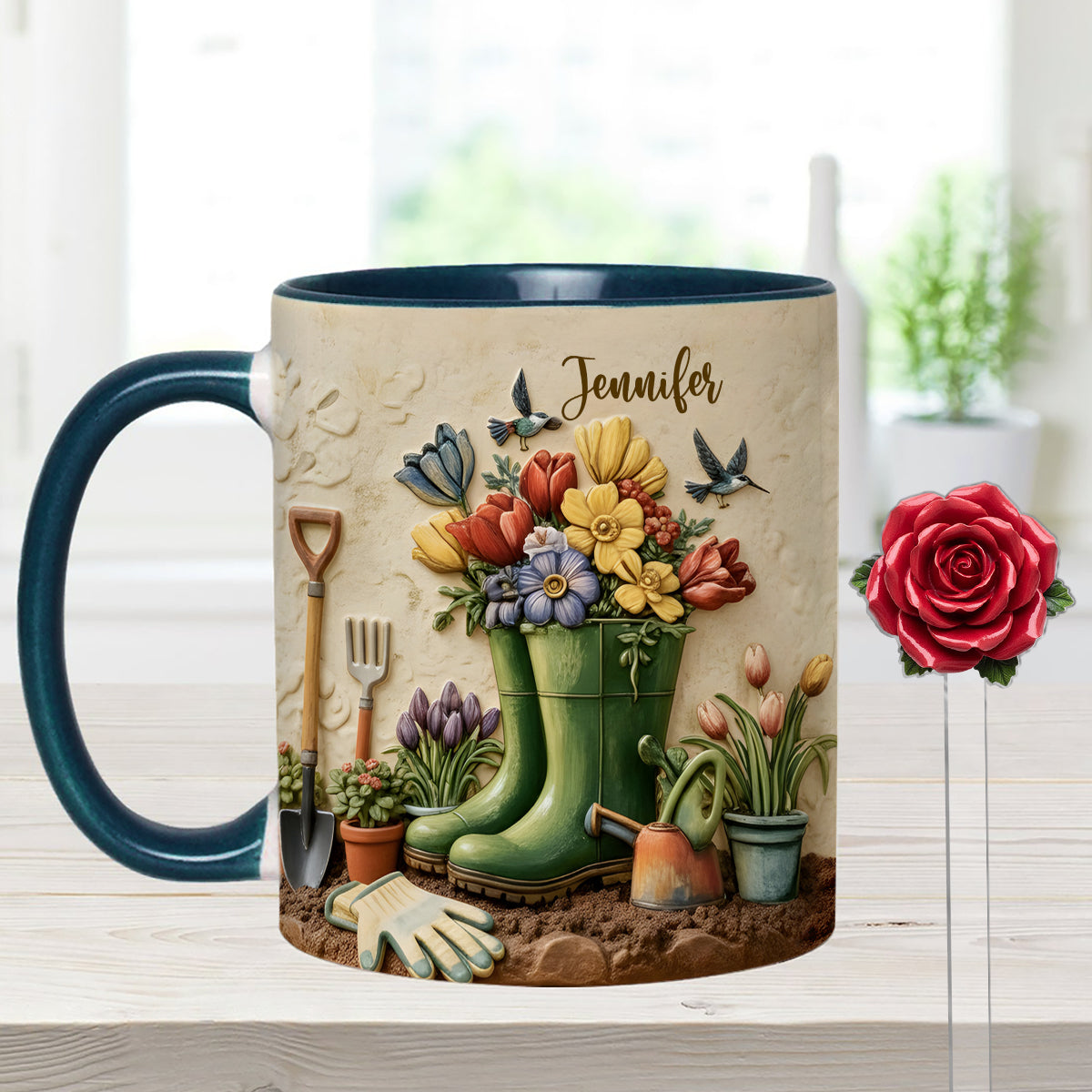 J'adore le jardinage - Mug décoratif personnalisé avec agitateurs en acrylique