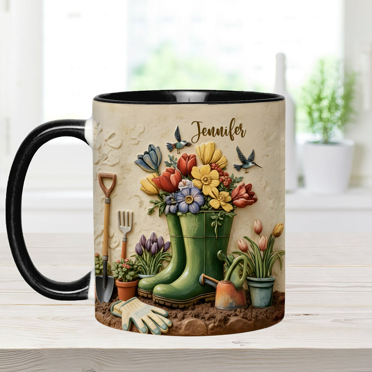 J'adore le jardinage - Mug décoratif personnalisé avec agitateurs en acrylique