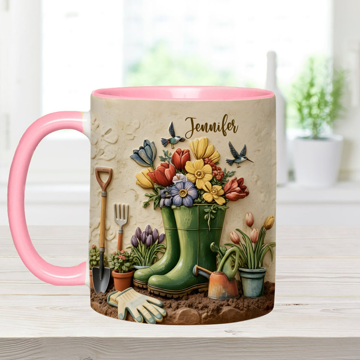 J'adore le jardinage - Mug décoratif personnalisé avec agitateurs en acrylique
