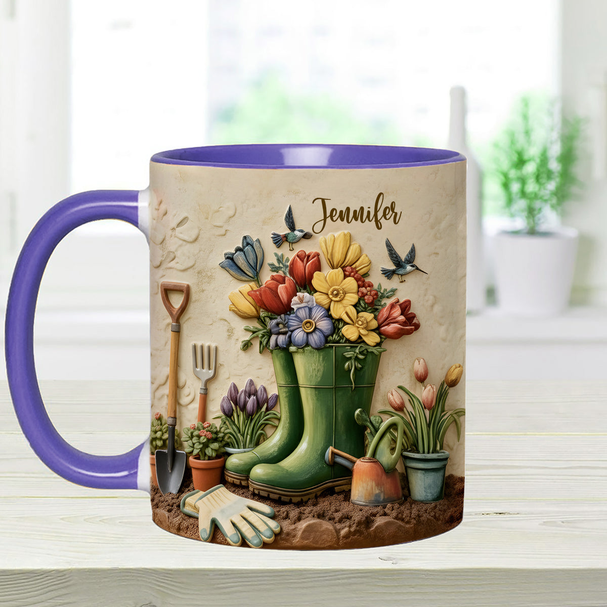 J'adore le jardinage - Mug décoratif personnalisé avec agitateurs en acrylique