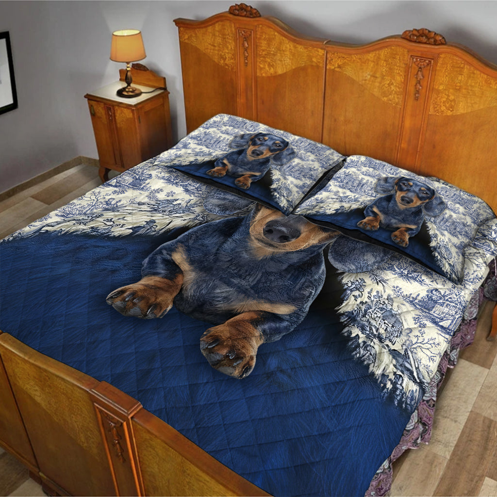 Love Dachshund - Personalized Dachshund Quilt Set