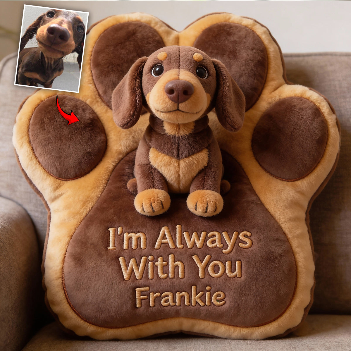 When You Miss Me Hug This Pillow - Personalized Dog Faux Fur Shaped Pillow