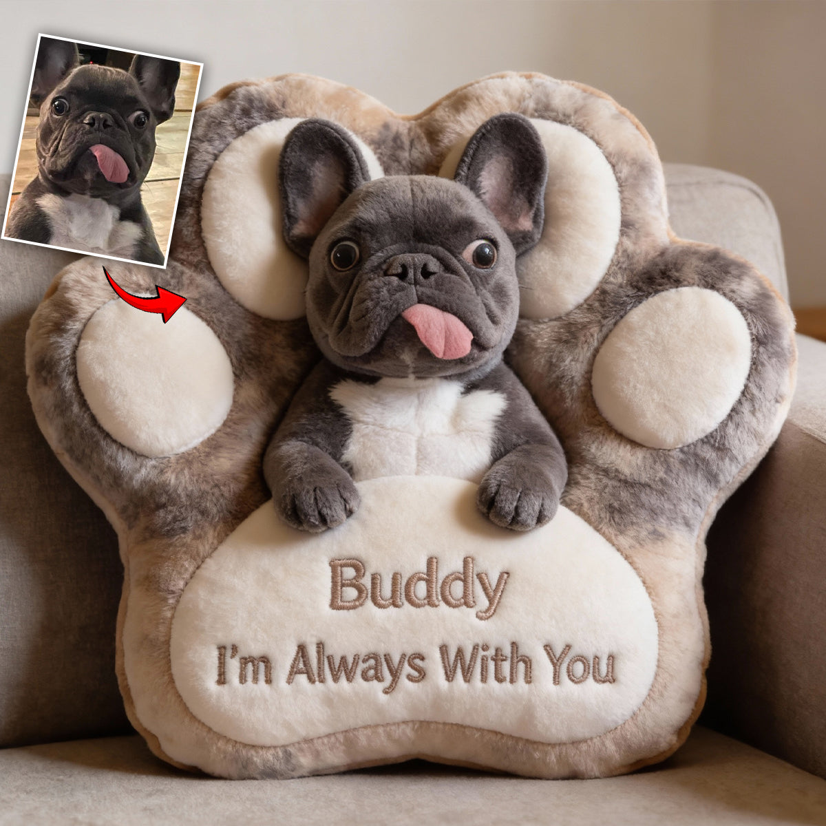 When You Miss Me Hug This Pillow - Personalized Dog Faux Fur Shaped Pillow