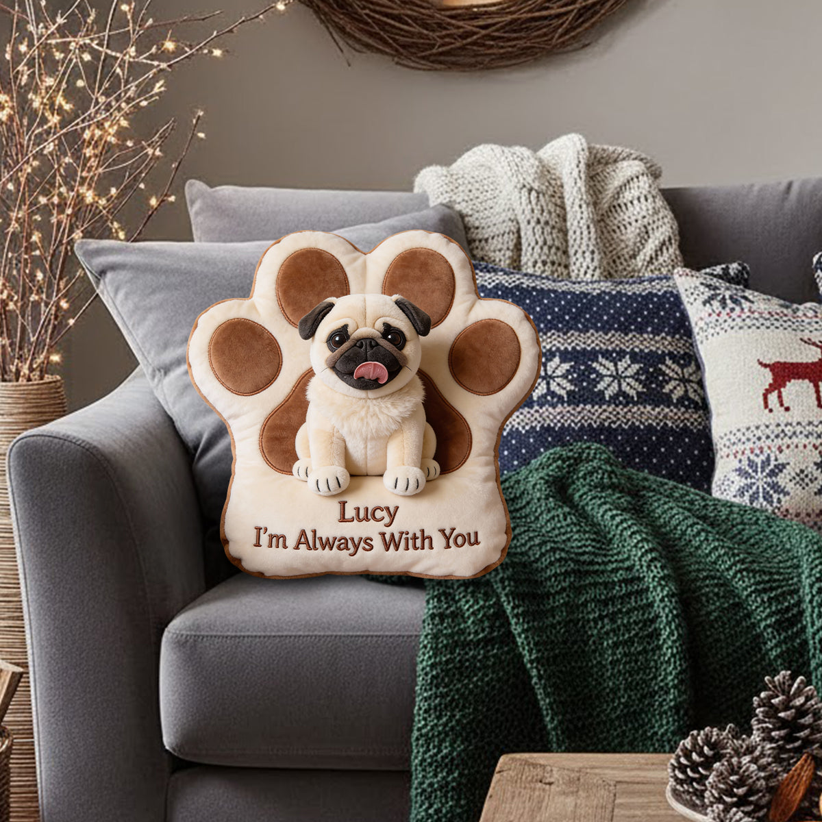 When You Miss Me Hug This Pillow - Personalized Dog Faux Fur Shaped Pillow