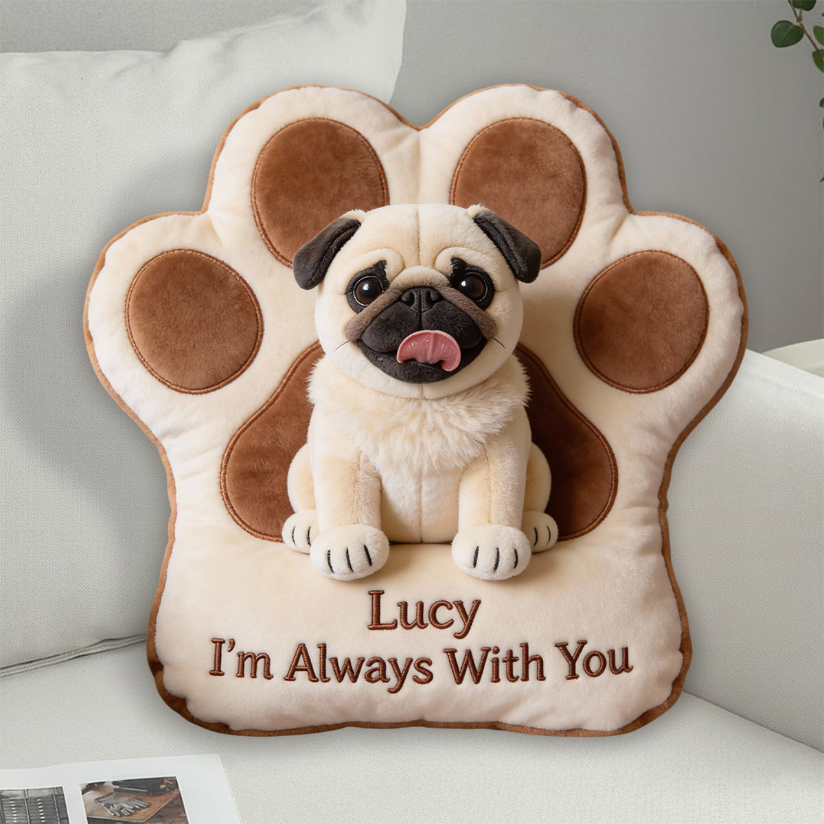 When You Miss Me Hug This Pillow - Personalized Dog Faux Fur Shaped Pillow