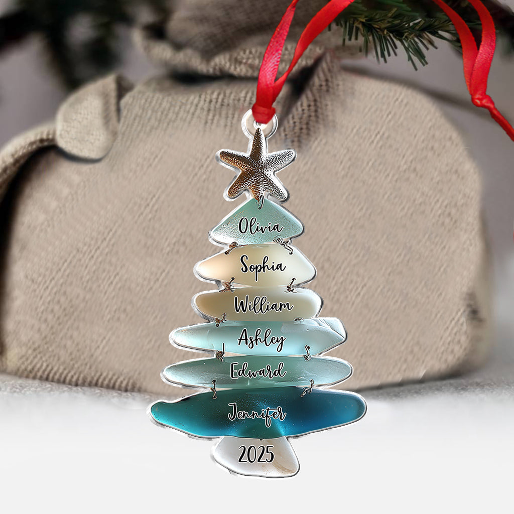 Family Sea Glass Christmas Tree - Personalized Family Ornament