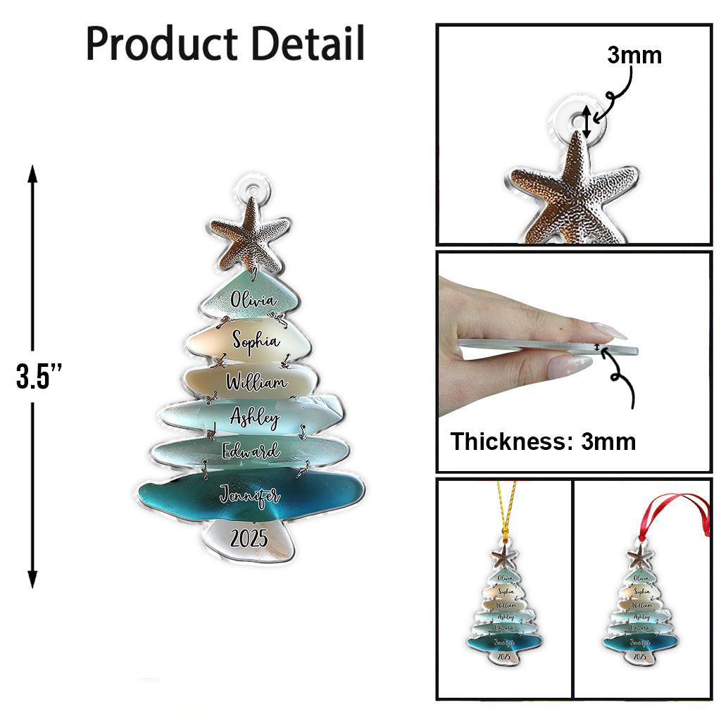 Family Sea Glass Christmas Tree - Personalized Family Ornament