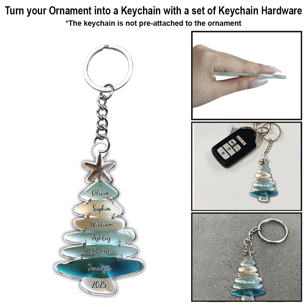Family Sea Glass Christmas Tree - Personalized Family Ornament