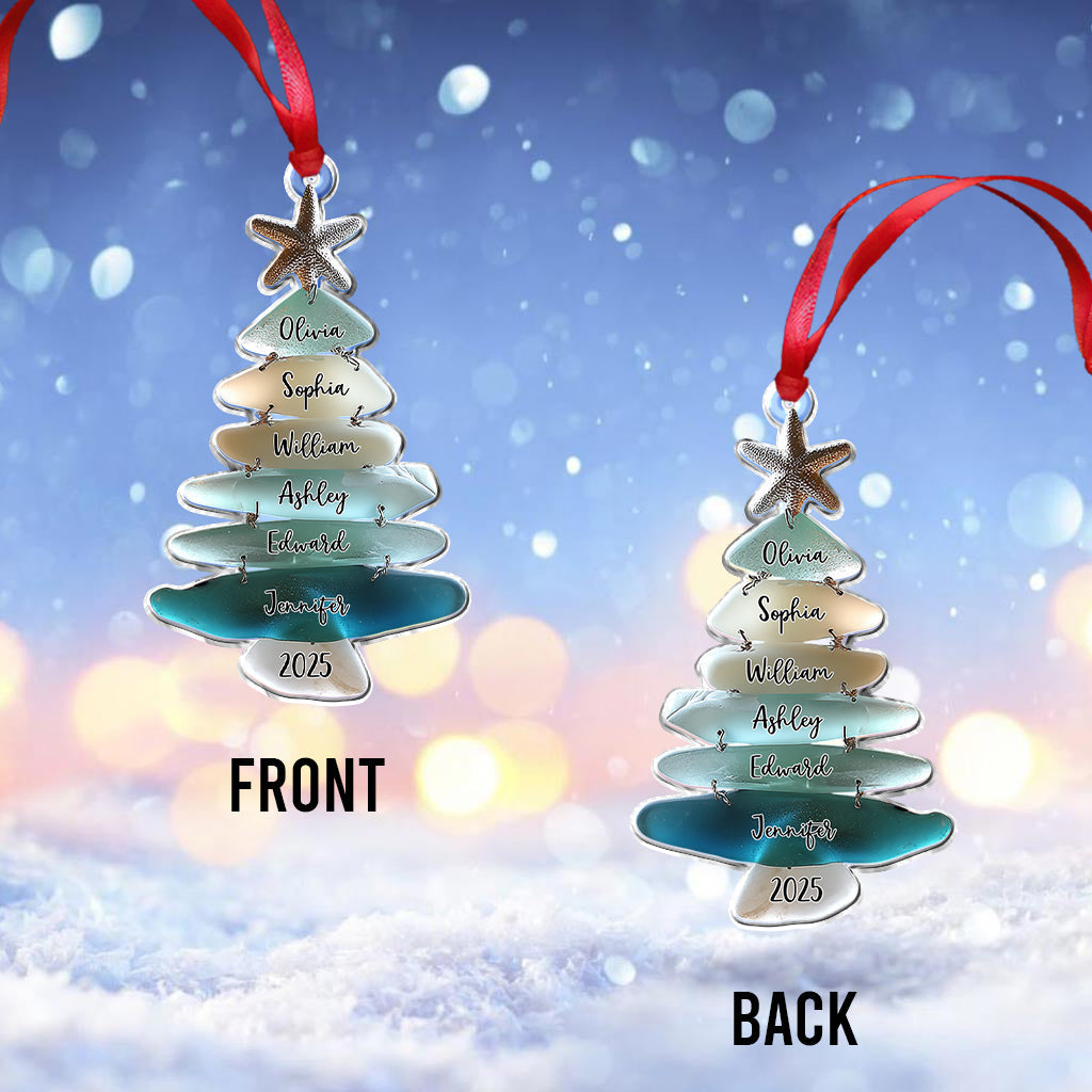 Family Sea Glass Christmas Tree - Personalized Family Ornament