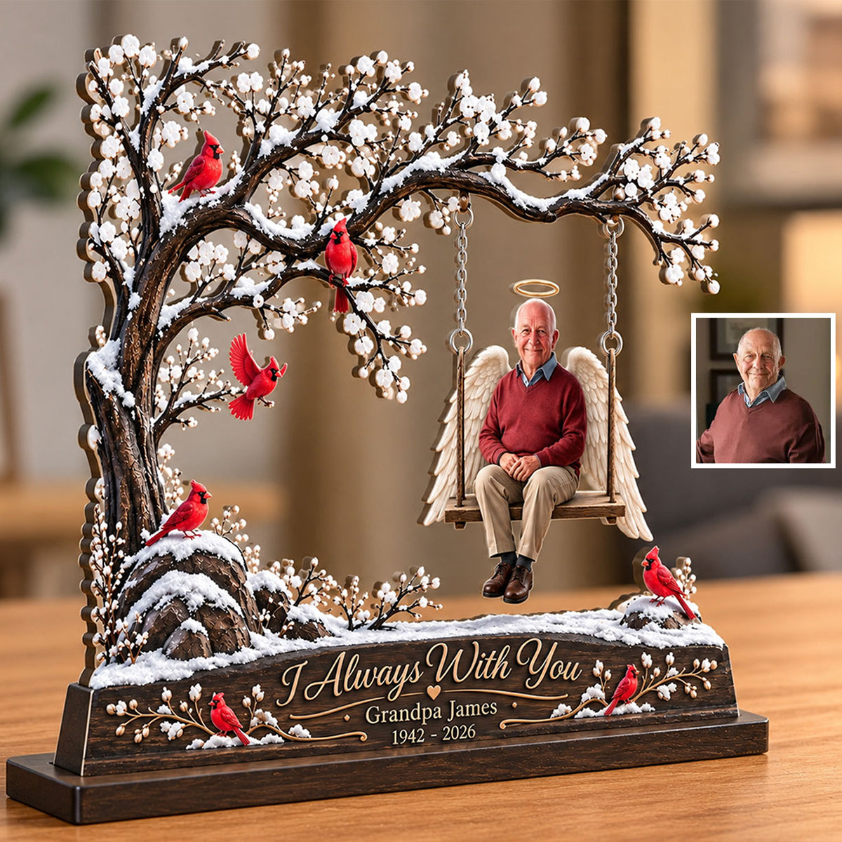 Custom Memorial Sits On The Tree Swing - Personalized Memorial Plaque With Charm