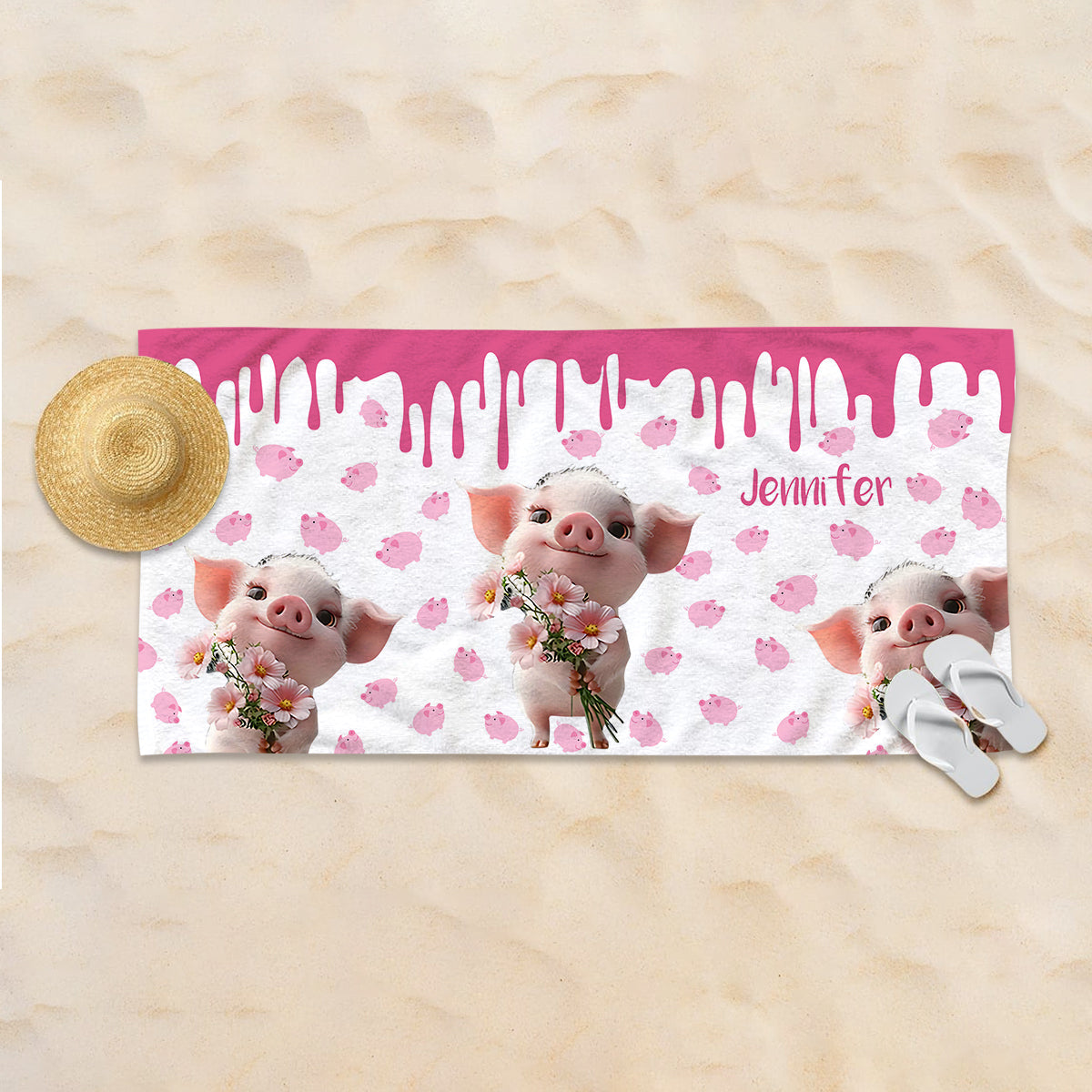 Cute Pig - Personalized Pig Lover Quick-dry Beach Towel/ Bath Towel