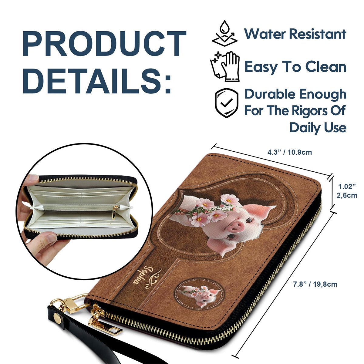 Niedliches Schwein – Personalisierte Ledergeldbörse für Schweineliebhaber