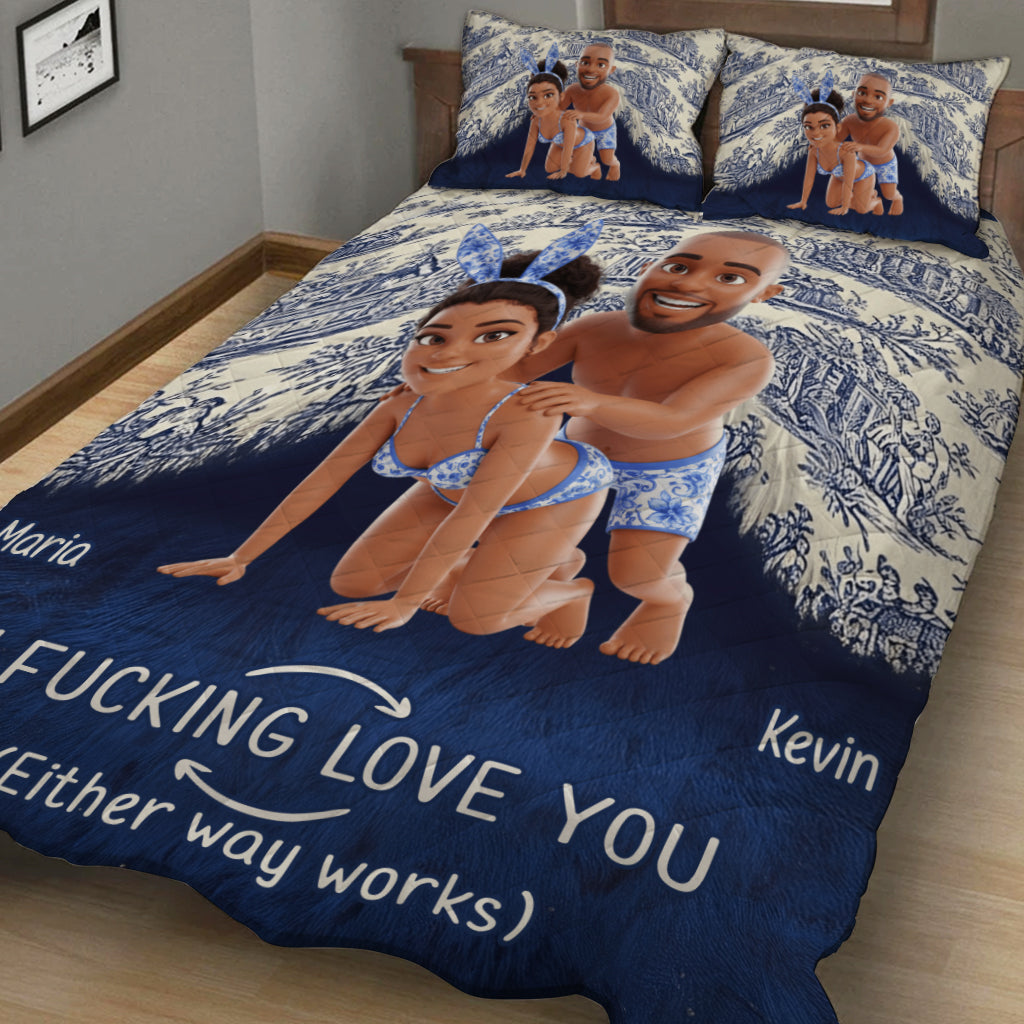 I Love You Forever - Personalized Couple Quilt Set