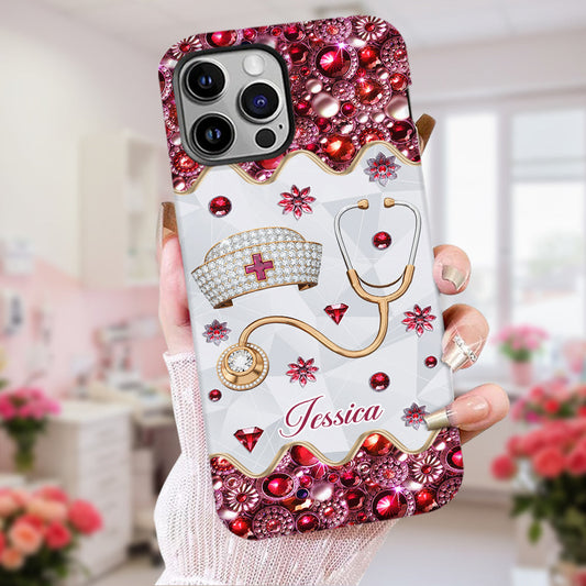 Nurse's Hat & Stethoscope - Personalized Nurse Full Print Phone Case