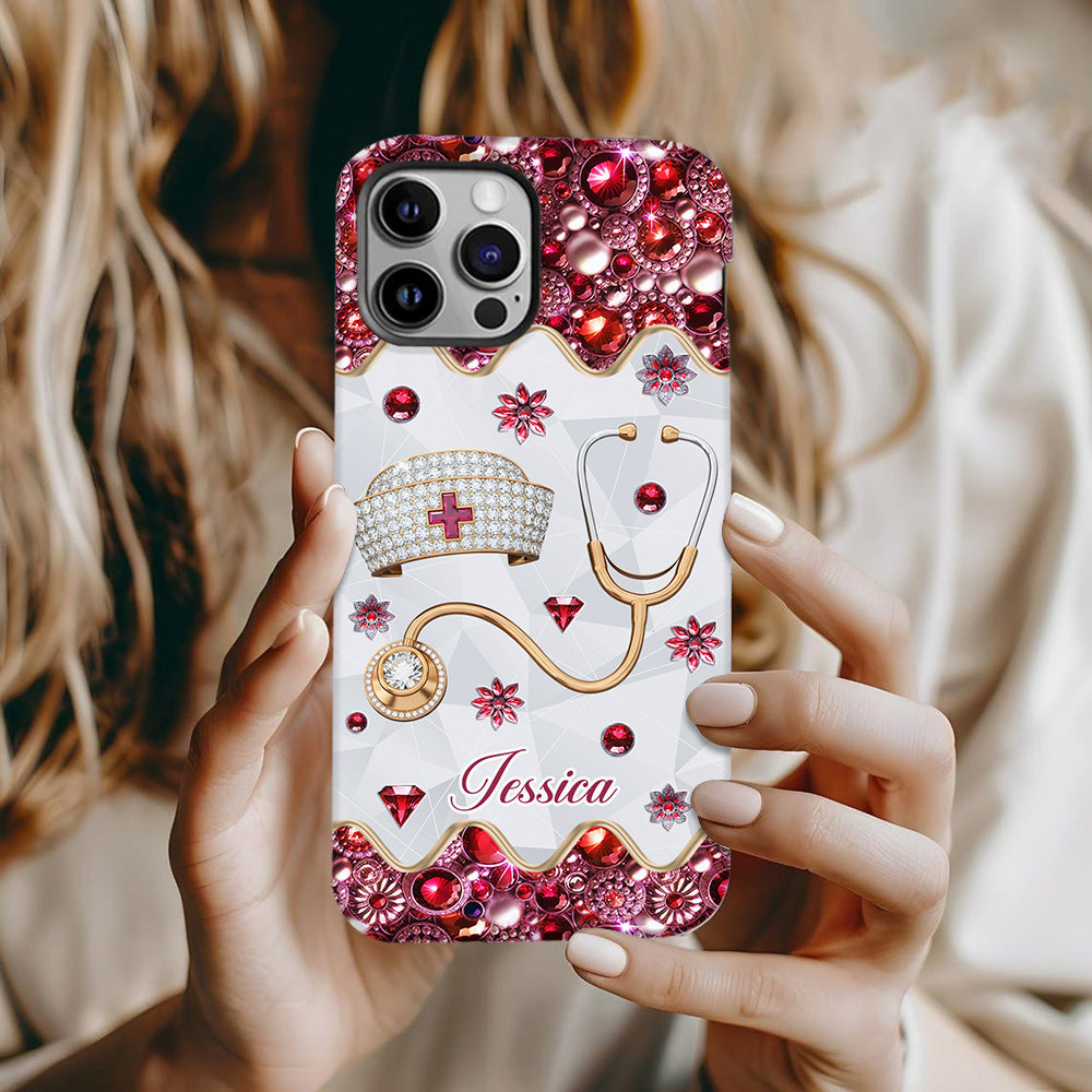 Nurse's Hat & Stethoscope - Personalized Nurse Full Print Phone Case