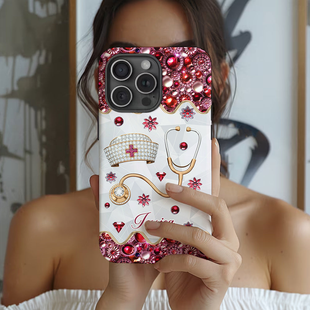 Nurse's Hat & Stethoscope - Personalized Nurse Full Print Phone Case