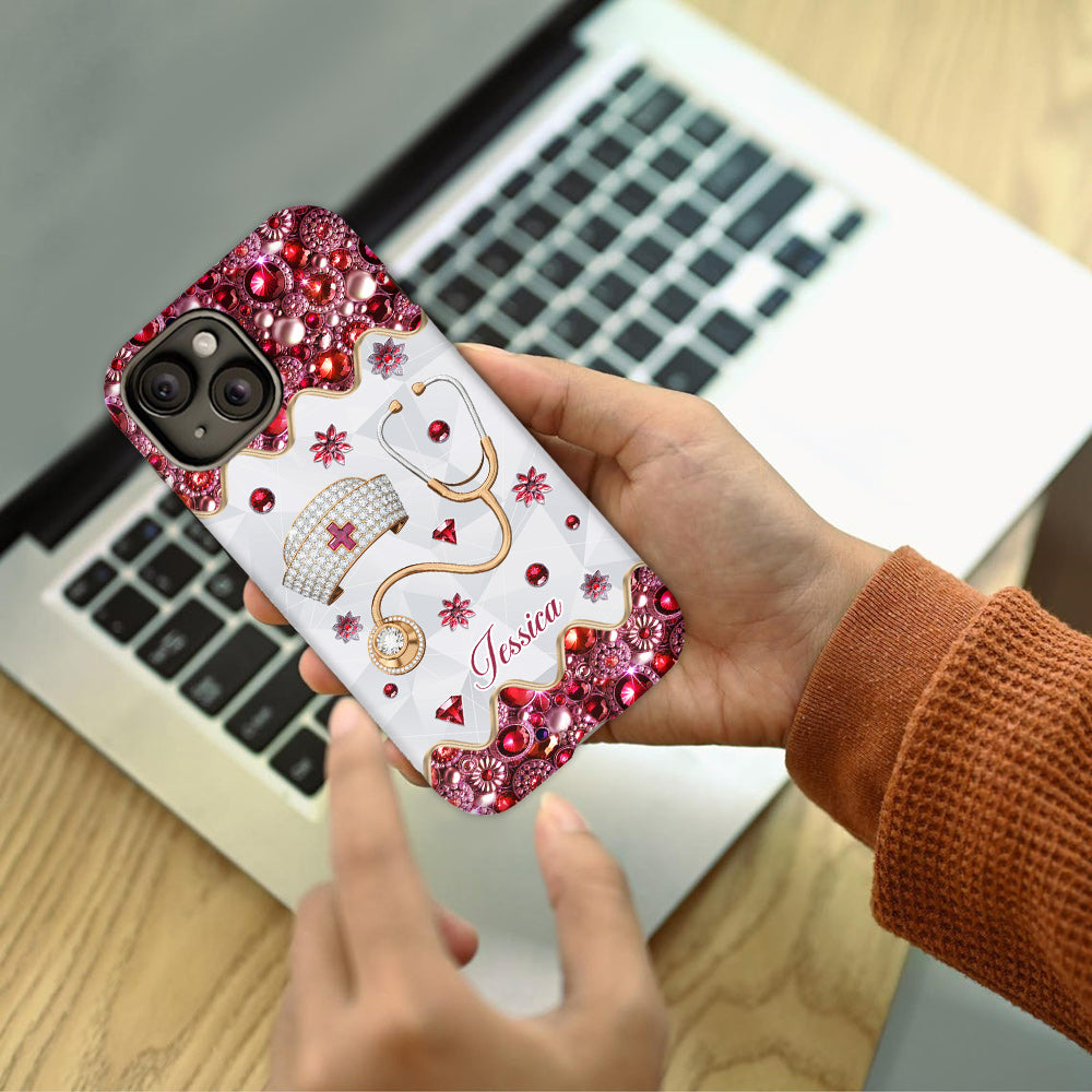 Nurse's Hat & Stethoscope - Personalized Nurse Full Print Phone Case