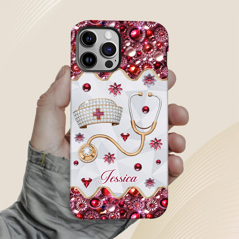 Nurse's Hat & Stethoscope - Personalized Nurse Full Print Phone Case