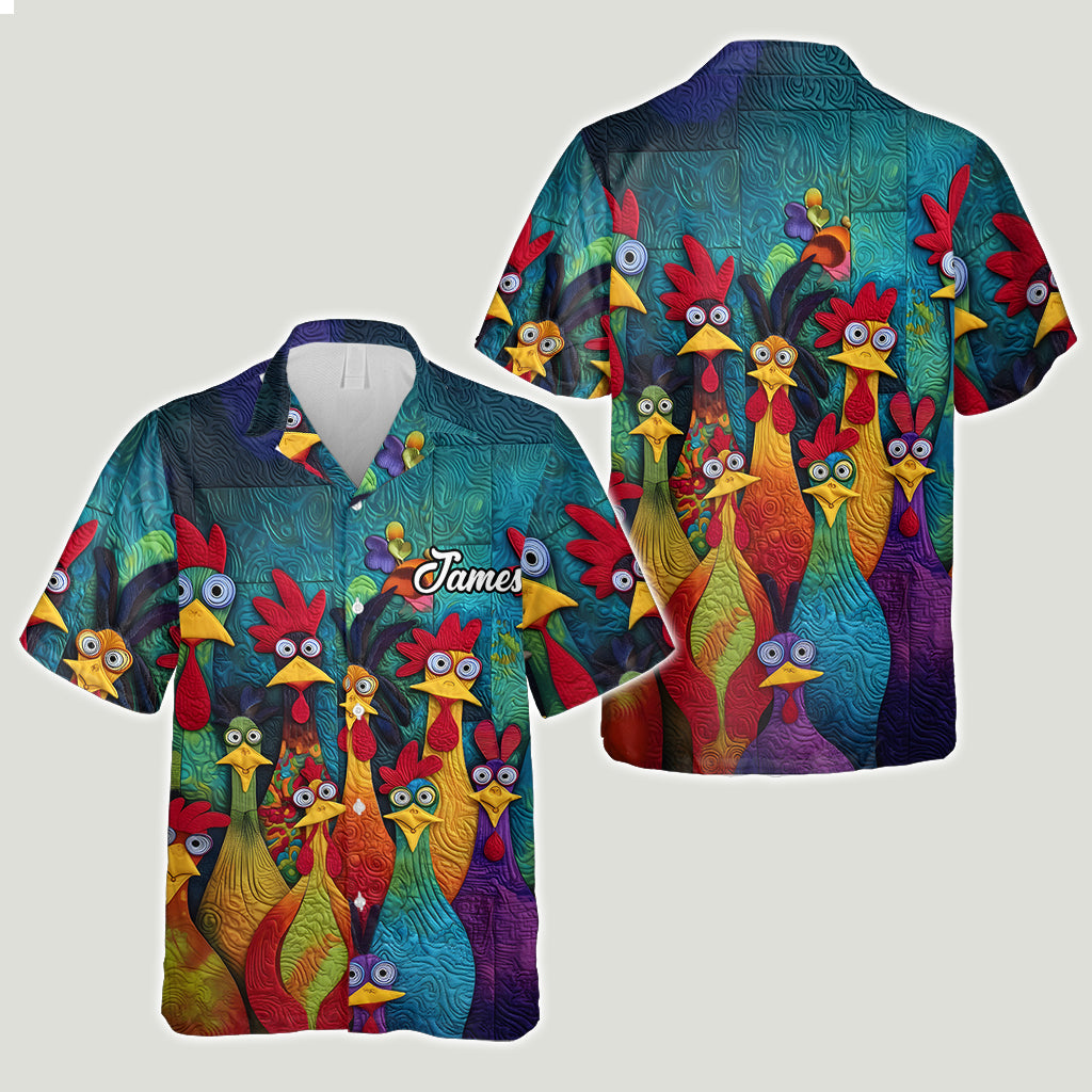Whimsical Chicken Funny - Personalized Chicken Hawaiian Shirt