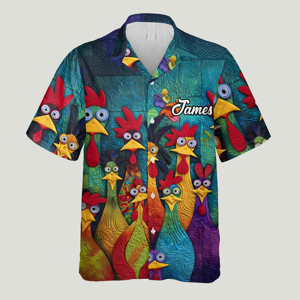 Whimsical Chicken Funny - Personalized Chicken Hawaiian Shirt
