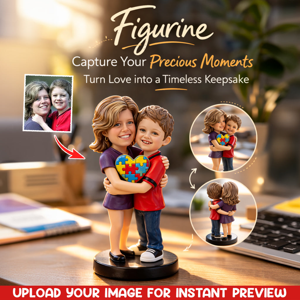 Autism Mom and Kid - Personalized Autism Awareness Premium 3D Figurine