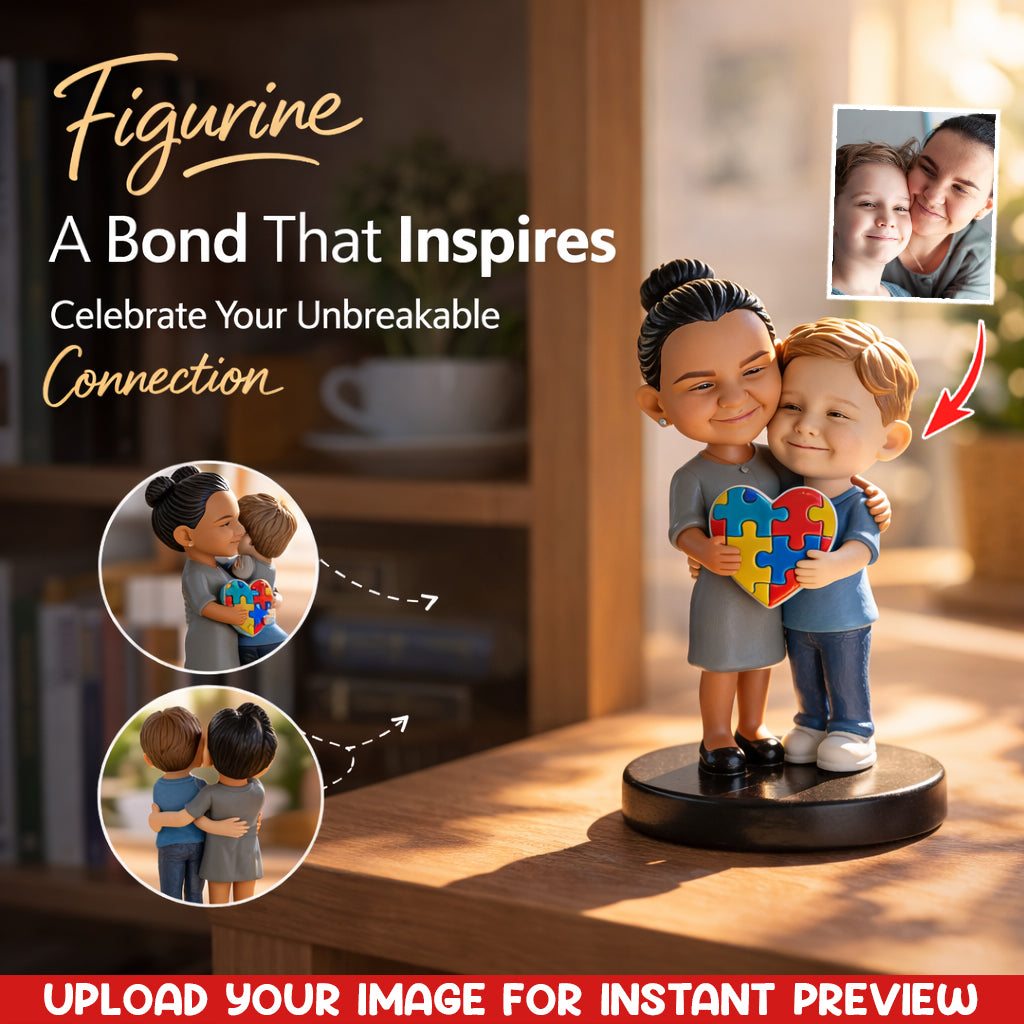 Autism Mom and Kid - Personalized Autism Awareness Premium 3D Figurine