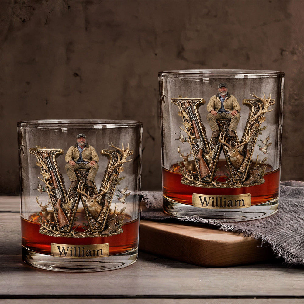 Personalisierter Jagd-Whiskeyglas mit Initialen