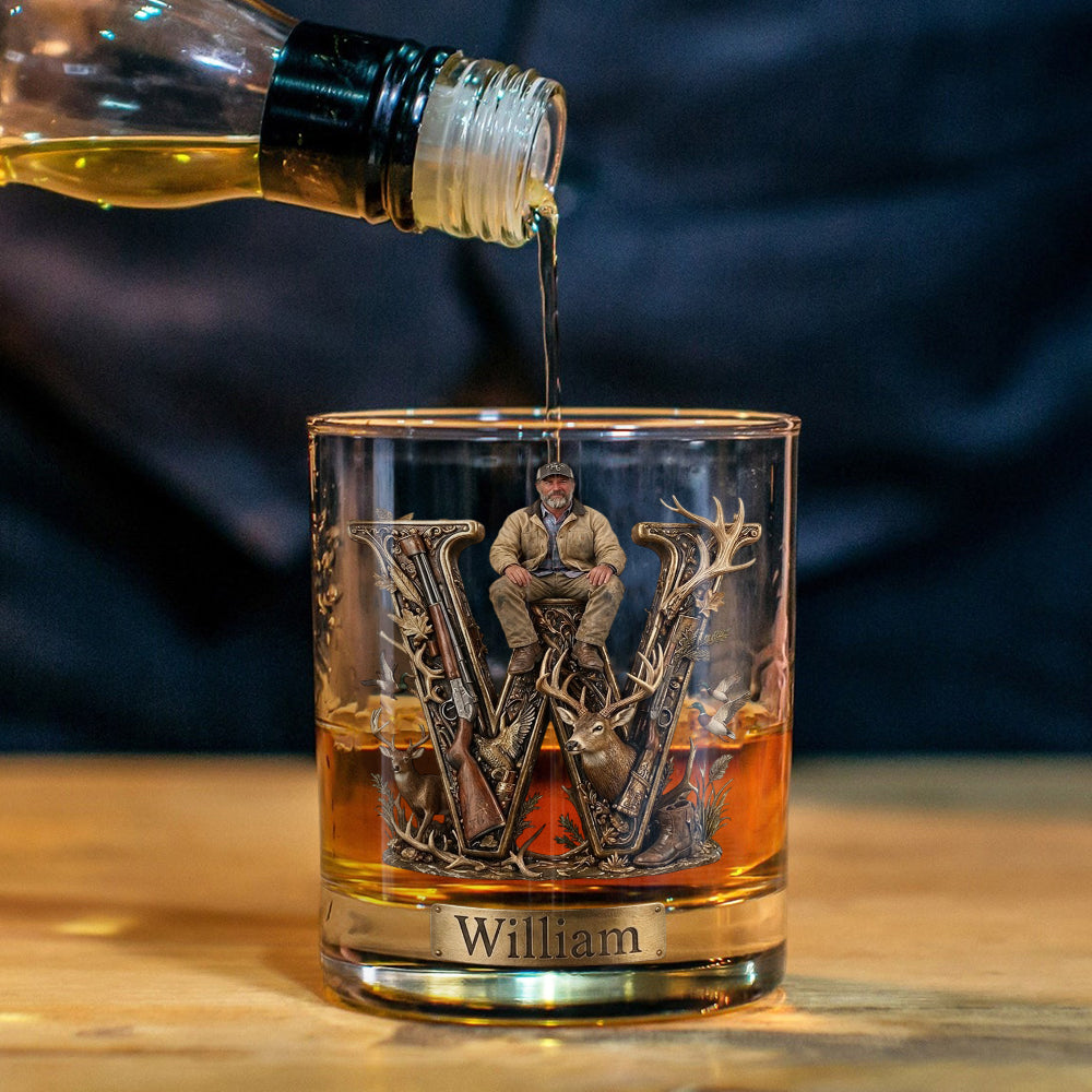 Personalisierter Jagd-Whiskeyglas mit Initialen