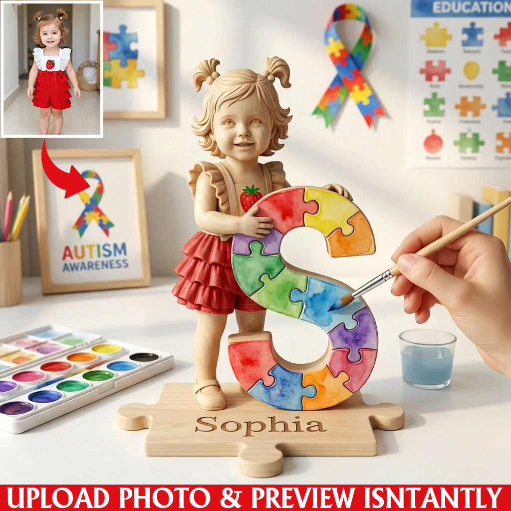 Autism Awareness Coloring - Personalized Autism Awareness Custom Shaped Wood Plaque