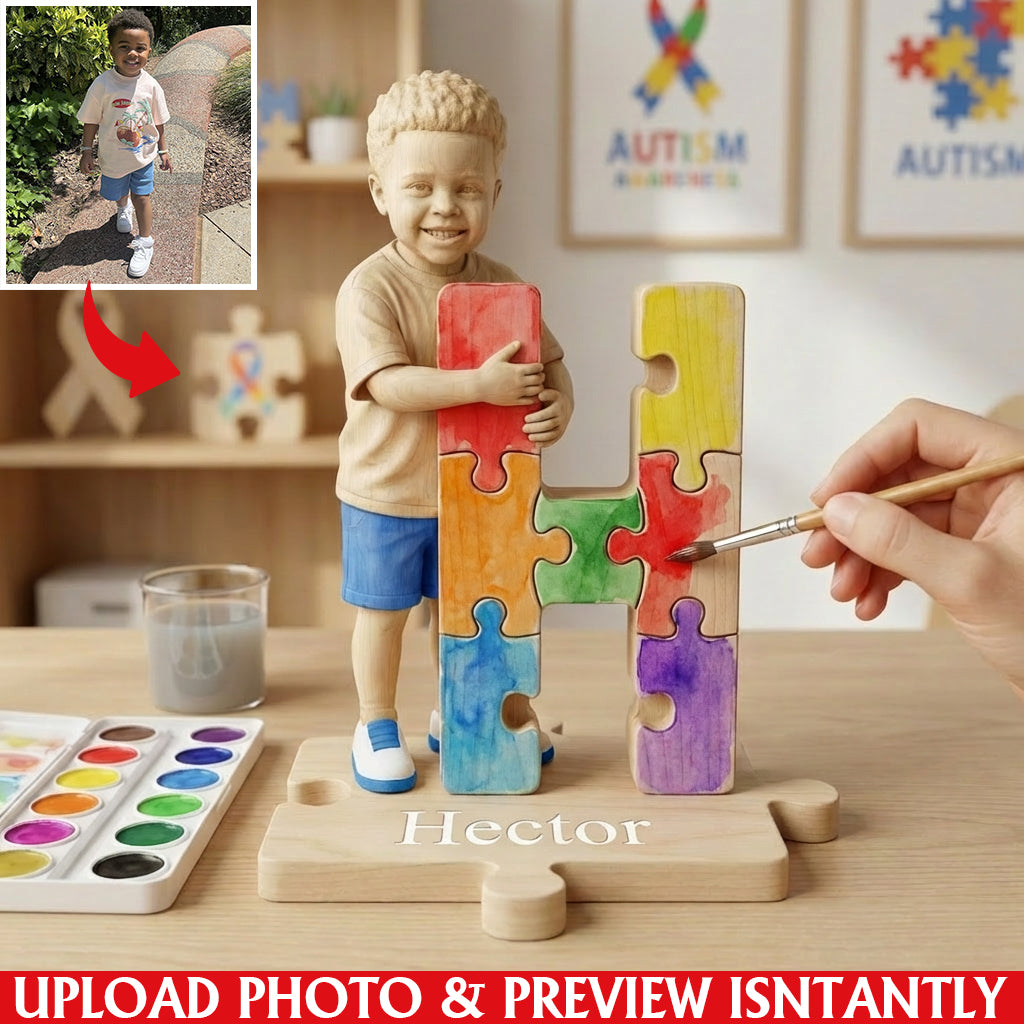 Autism Awareness Coloring - Personalized Autism Awareness Custom Shaped Wood Plaque