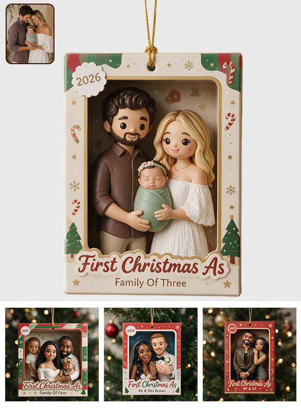 Premier Noël en tant que couple marié / Famille de trois... - Ornement personnalisé
