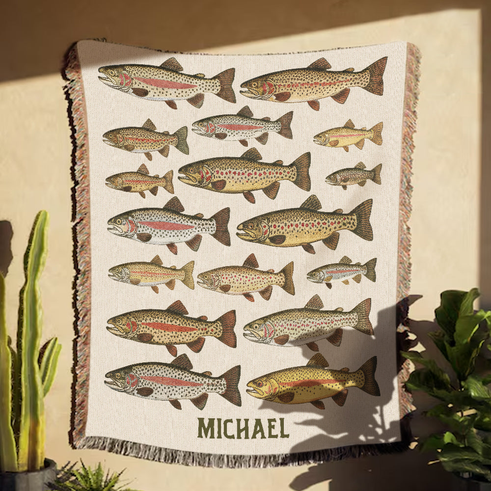 Love Fishing - Personalized Fishing Woven Blanket