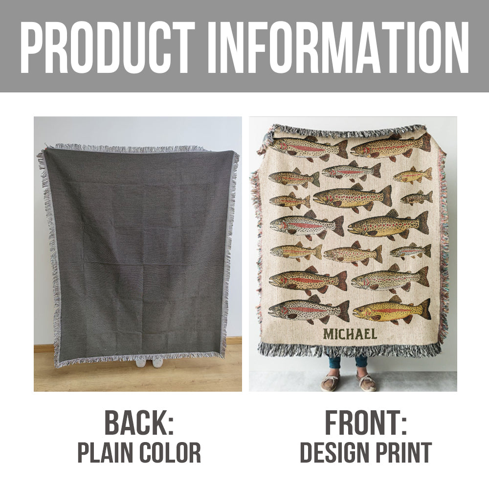 Love Fishing - Personalized Fishing Woven Blanket