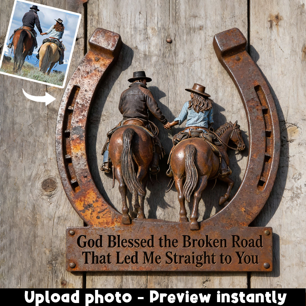 Western Style Couple Gift - Personalized Horse Cut Metal Sign